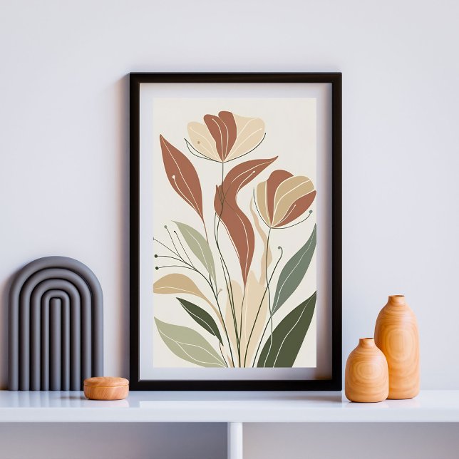 Rust Meadow Whisper I – Minimalistisk Botanisk Bla Poster (Skapare uppladdad)