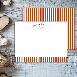 Rust Modern Open Hearts Striped Note Card Anteckningskort