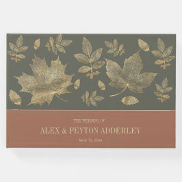 Rust Moss Grönt Guld Höst löv Bröllop Gästböcker