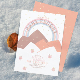 Rust Mountain Snöyra Baby Shower Inbjudan