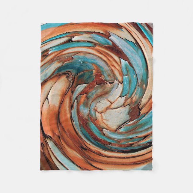 Rust N Blue Abstrakt Art Fleece Blanket (Framsidan)