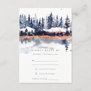 Rust Navy Winter Gräs Forest Snö Bröllop OSA Tilläggskort