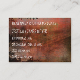 Rust- och brunt Grunge-Vi har flyttat-betalkort Visitkort