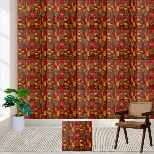 Rust och Ochre African Inspired Design Tile Kakelplatta