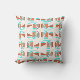 Rust Orange Aqua Tan Small Geometric Biet Motif Kudde