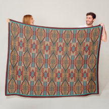 Rust Orange Brown Turcos Teal Blue Tribal Art