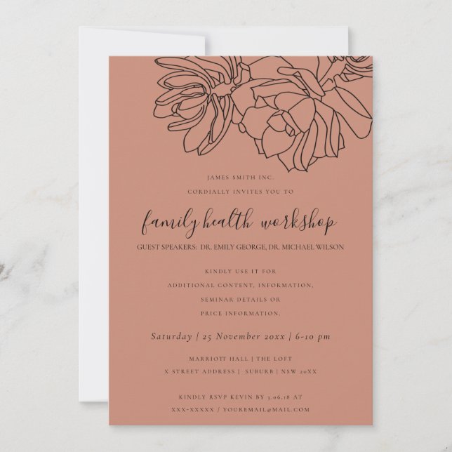 RUST ORANGE DESERT CACTI SUCCULENT WORKSHOP-HÄNDEL INBJUDNINGAR (Framsida)