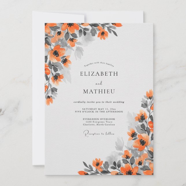 Rust Orange Elegant Autumnal Wedding Inbjudningar (Framsida)