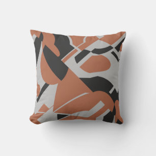 Rust Orange Grått Black Bold Diagonal MCM-utseende Kudde