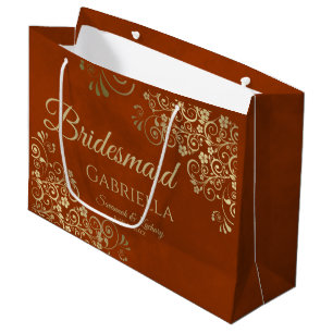 Rust Orange & Guld Curls Elegant Bridesmaid