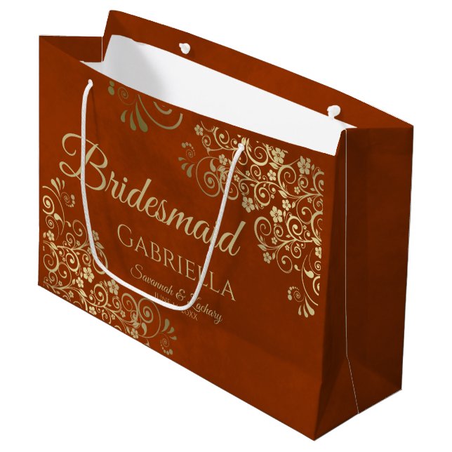 Rust Orange & Guld Curls Elegant Bridesmaid (Framsidan Vinklad)