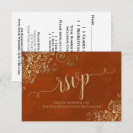 Rust Orange Guld Elegant Snöre Calligraphy Bröllop OSA Kort
