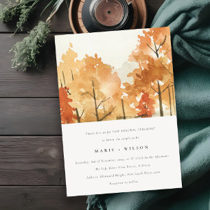 Rust Orange Gult höstfälle Träd Vow Renewal Inbjudningar