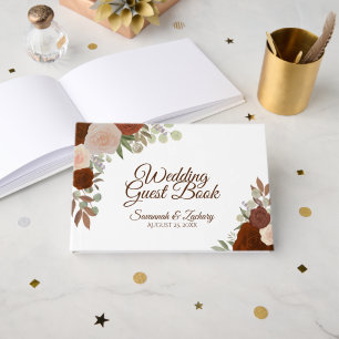 Rust Orange Höst Blommigt Elegant Boho Bröllop Gästböcker