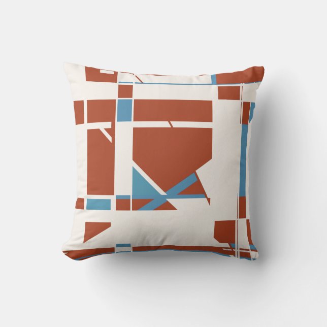 Rust Orange Light Blue Benwhite Geometric Shapes Kudde (Framsida)