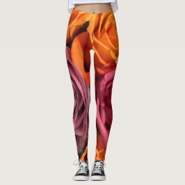 Rust Orange Lila Ro Blommigt Leggings