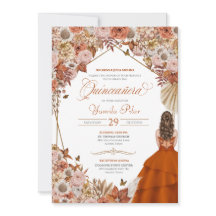 Rust Orange Löv Autum Falll Blommigt Quinceanera 