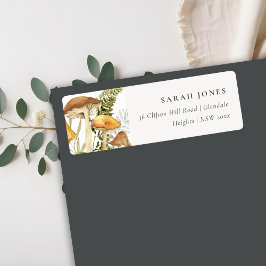 Rust Orange Mushroom Fern Foliage Adress Returadress Etikett