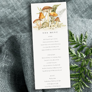Rust Orange Mushroom Fern Foliage Bröllop Menu Inbjudningar