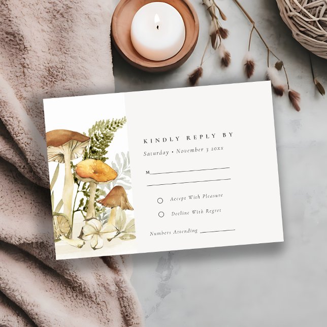 Rust Orange Mushroom Fern Foliage Bröllop OSA Tilläggskort (Skapare uppladdad)