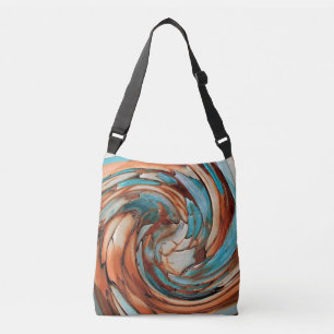 Rust Orange N Teal Blue Abstrakt Art Axelväska