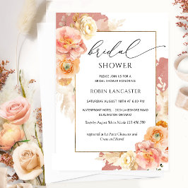 Rust Orange och Peach Blommigt Möhippa /Brunch Inbjudningar