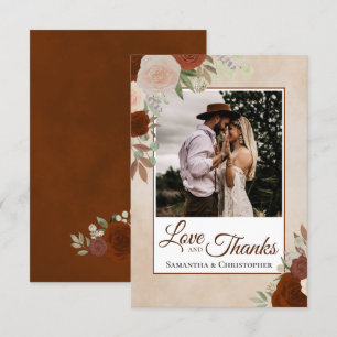 Rust Orange & Peach Blommigt Kärlek och Tack Bröll Kort