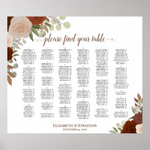 Rust Orange Ro Alfabetiskt sittningsschema Poster