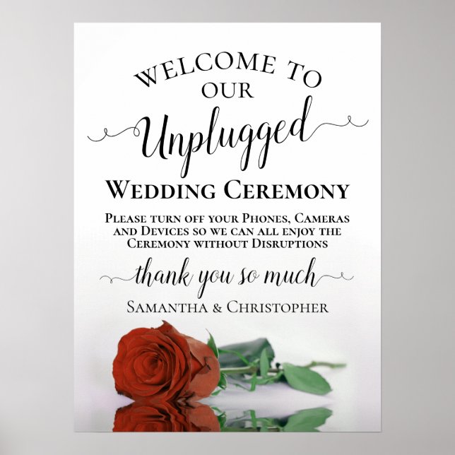Rust Orange Ro Chic Unplugged Bröllop Ceremony Poster (Framsidan)