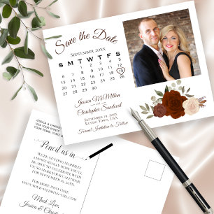 Rust Orange Ro Photo & Calendar Spara datum Meddelande Vykort