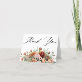 Rust Orange Sage Grönt Cream Flowers Fall Wedding Tack Kort