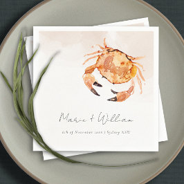 Rust Orange Sand Coastal Crab Nautical Bröllop Pappersservett