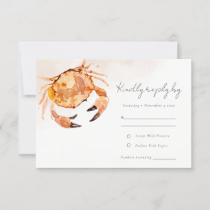Rust Orange Sand Coastal Crab Nautical Bröllop R OSA Kort
