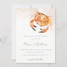 Rust Orange Sand Coastal Crab Nautical Vow Renewal Inbjudningar