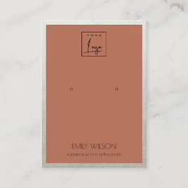RUST ORANGE SILVER GRÄNS LOGOTYP EARRING VISNING VISITKORT