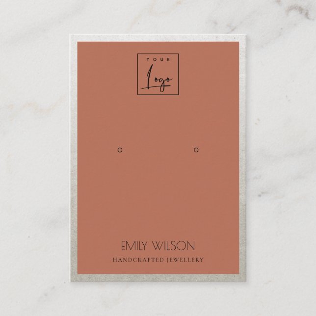 RUST ORANGE SILVER GRÄNS LOGOTYP EARRING VISNING VISITKORT (Framsida)
