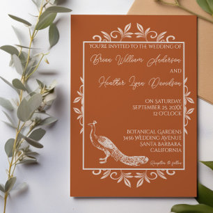 Rust Peacock Flourish Wedding bjudande Inbjudningar