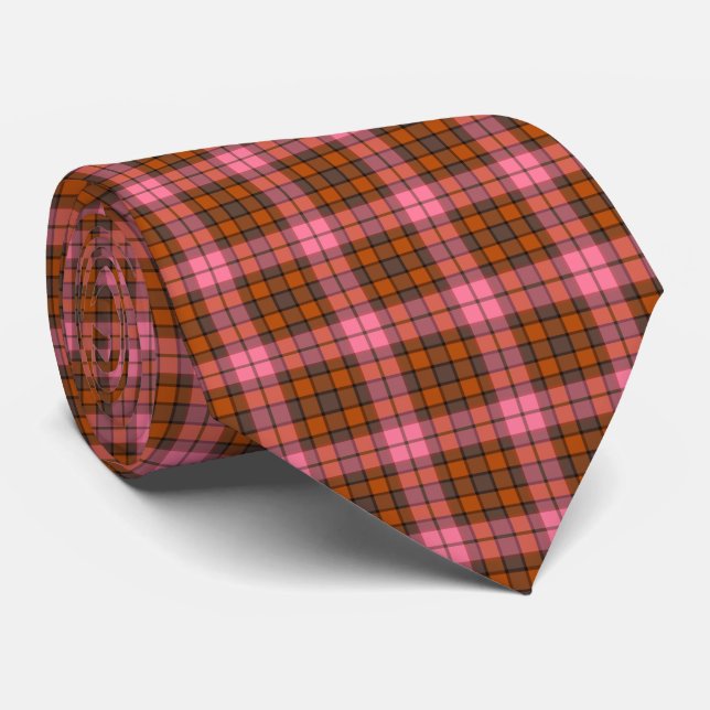 Rust Pink Plaid Tartan Retro Color Neck Tie Slips (Rullad)