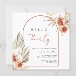 Rust Red Flowers Birthday-inbjudan Inbjudningar