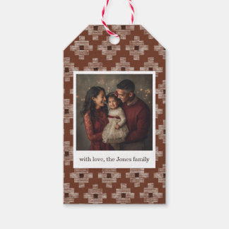 Rust Red Geometric Christmas Gift tag - 1 photo Presentetikett