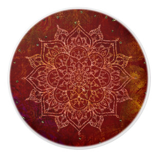 Rust Red Mandala Guld Glam Modern Chic Knopp