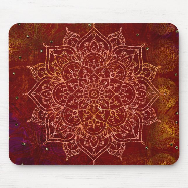 Rust Red Mandala Guld Glam Modern Chic Musmatta (Framsidan)