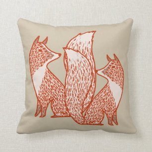 Rust Red och Ivory Foxes Kudde
