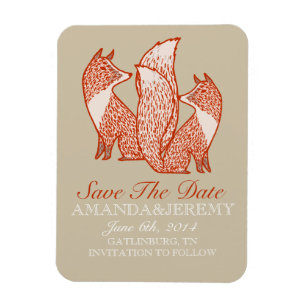 Rust Red och Ivory Foxes sparar datumet Magnet