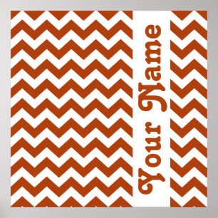 Rust Red Poppy Safari Chevron med anpassningsbar Poster