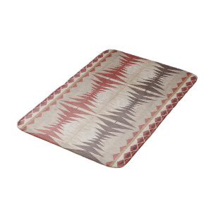 Rust Red Taupe Beige Mörk Brown Tribal Art Badrumsmatta
