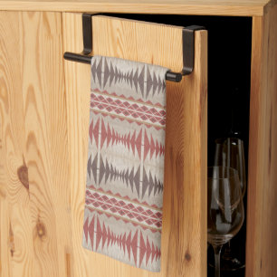 Rust Red Taupe Beige Mörk Brown Tribal Art Kökshandduk