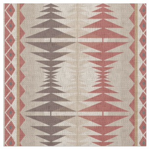 Rust Red Taupe Beige Mörk Brown Tribal Art Tyg