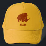 Rust Red Tecknad Wooly Mammoth Personlig Keps<br><div class="desc">Skapa en personlig som innehåller ett sött isdjur. Baskulans eller lastbilschaufförns hatt med tecknad stil illustrerar en ullig mammot i ett rostigt rött färg och är redot att vara personlig med namn eller annan text.</div>