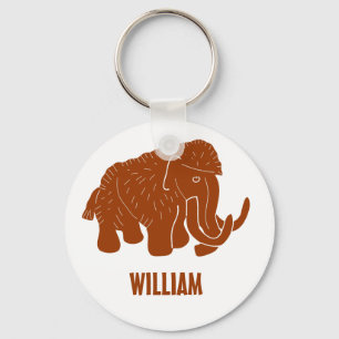 Rust Red Tecknad Wooly Mammoth Personlig Nyckelring
